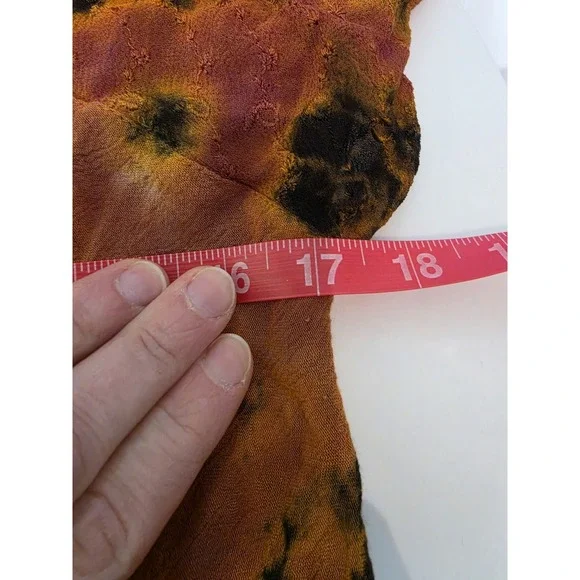 Boho Tie Dye Peasant Top Womens Medium Embroidered Lace Up Festival Hippie... - Picture 8 of 9